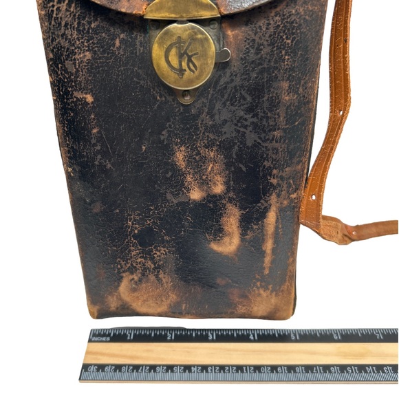 Antique Leather Folding Camera Case Only With Working Clasp And Leather Strap - Picture 11 of 16